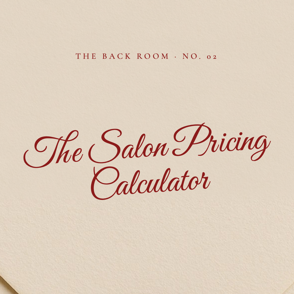 The Salon Pricing Calculator, The Back Room No. 02