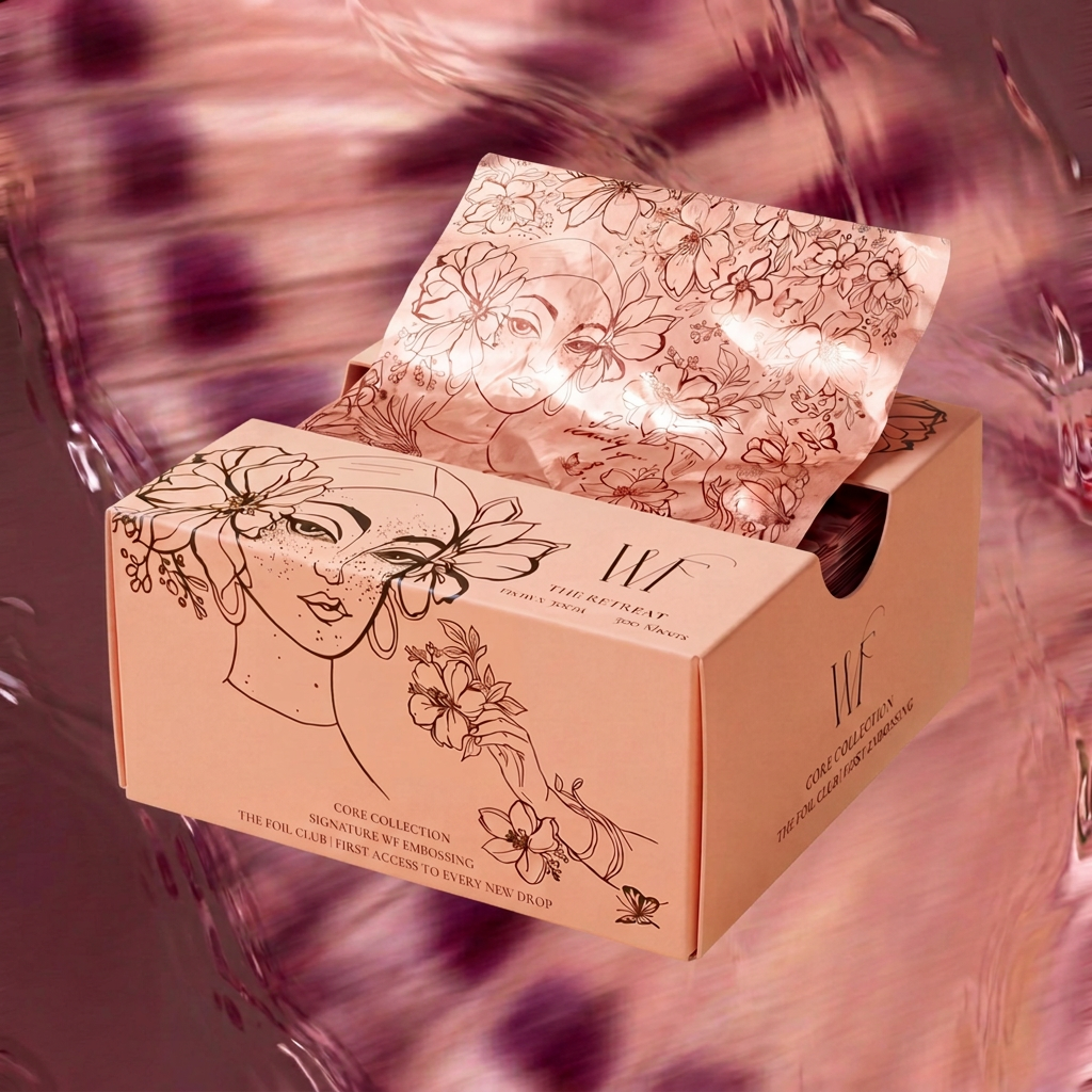 The Retreat pop-up box against a pink butterfly-wing backdrop